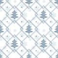 Vector seamless geometric winter pattern with christmas trees on white background. Royalty Free Stock Photo